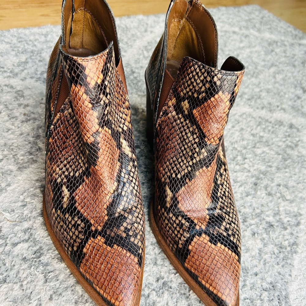 Vince Camuto Brown Snakeskin Ankle Booties - Picture 3 of 8